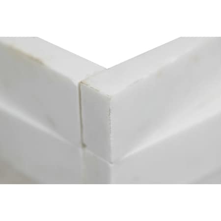 Cosmic White L Corner 3D Wave Ledger Panel 6 X 18 Honed Marble Wall Tile, 4PK